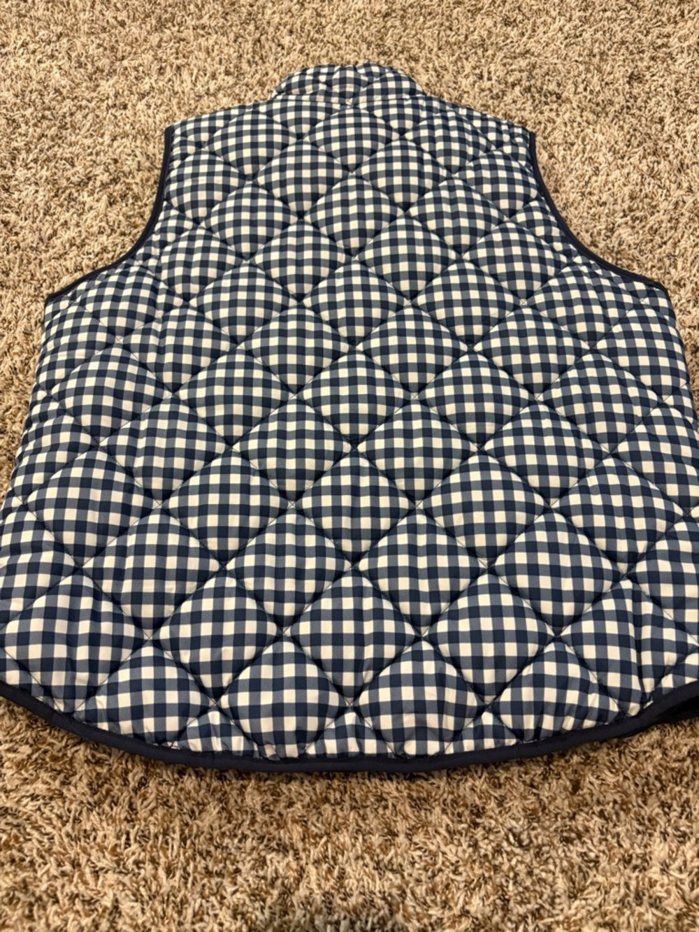Workshop Republic Clothing Navy and White Gingham Puffer Vest Women’s xl - Picture 5 of 5